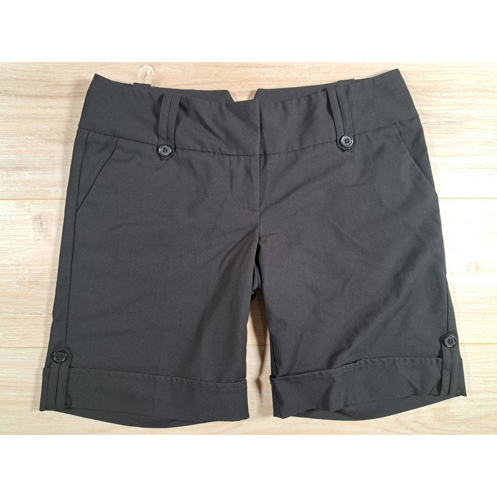 Guess Jeans Black Bermuda Shorts Cuffed Trouser Style Womens 26 Y2K Vintage‎